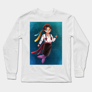 Mermaid in Ukrainian clothes Long Sleeve T-Shirt